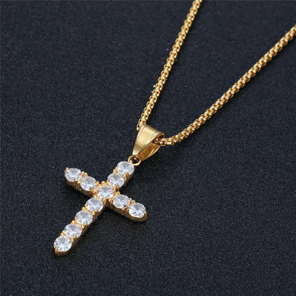 Iced Zircon Cross Necklace