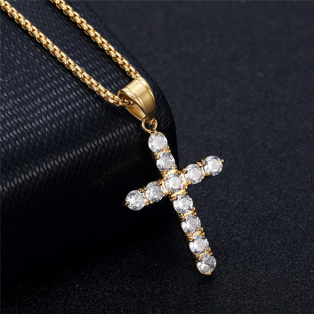 Iced Zircon Cross Necklace