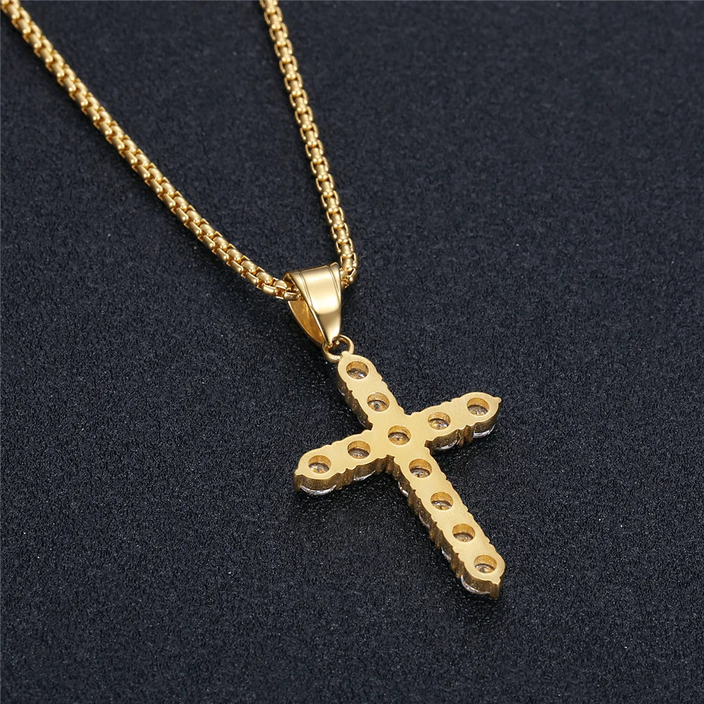 Iced Zircon Cross Necklace