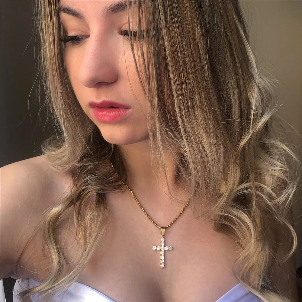 Iced Zircon Cross Necklace