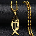 Ichthys Jesus Fish Cross Necklace