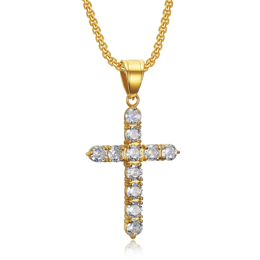 Iced Zircon Cross Necklace