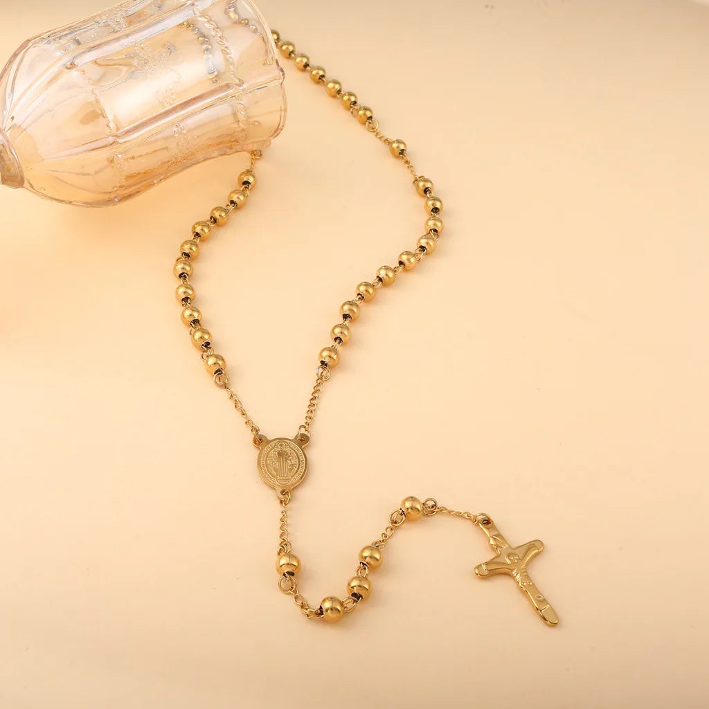 Vintage Rosary Cross Necklace