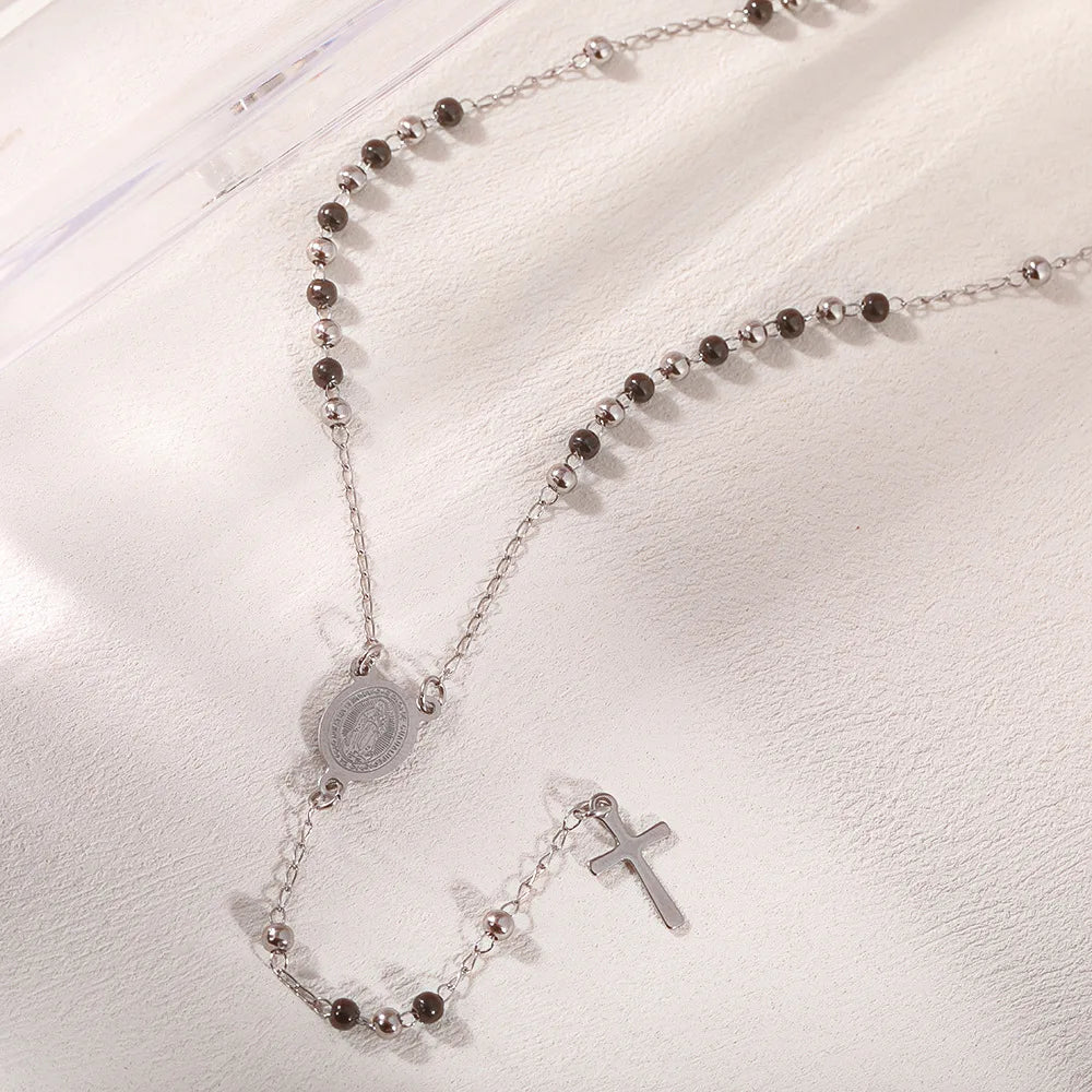 Vintage Rosary Cross Necklace