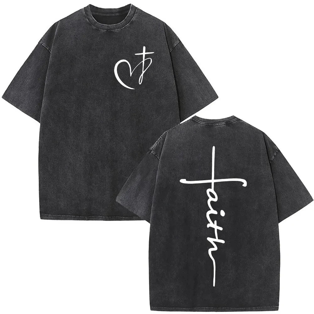 Jesus Faith Overcomes Fear Washed T-Shirt