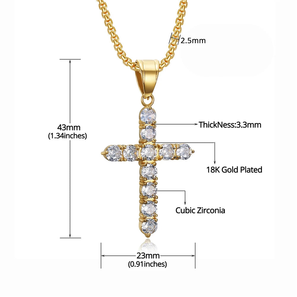 Iced Zircon Cross Necklace