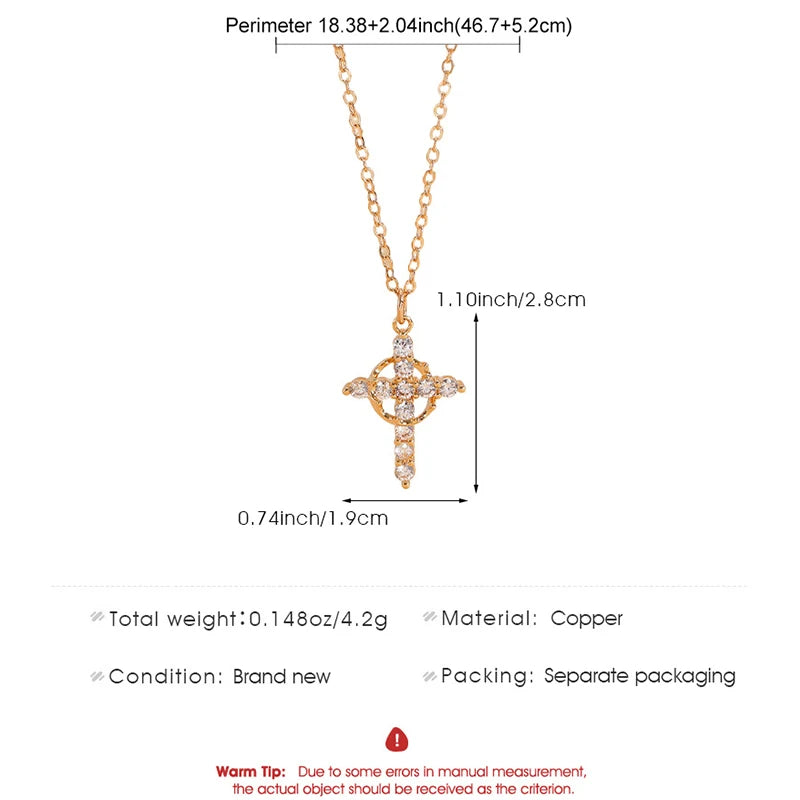 Rotating Crown Cross Necklace