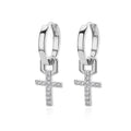 Zircon Cross Drop Earrings