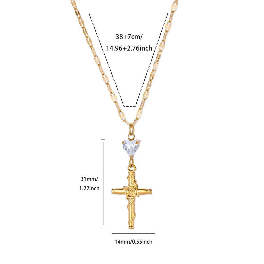 Zircon Cross Flower Necklace