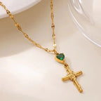 Zircon Cross Flower Necklace