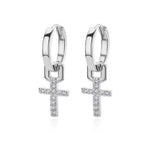 Zircon Cross Drop Earrings
