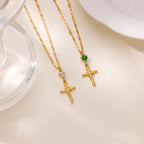 Zircon Cross Flower Necklace