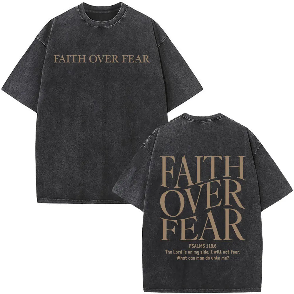 Faith Over Fear Bible Verse Washed Tee