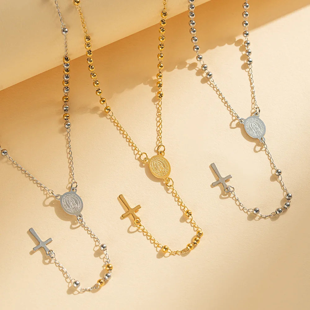 Vintage Rosary Cross Necklace