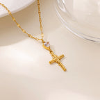 Zircon Cross Flower Necklace