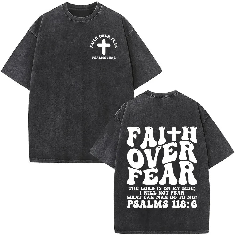 Jesus Faith Overcomes Fear Washed T-Shirt
